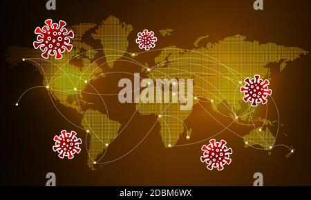 Spread of the pandemic virus worldwide, 3d rendering Stock Photo