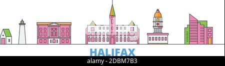 Canada, Halifax line cityscape, flat vector. Travel city landmark, oultine illustration, line world icons Stock Vector