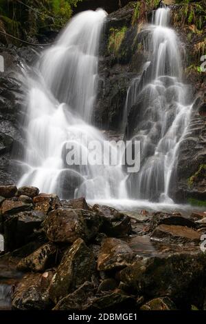 Waterfall at Llyn Crafnant, Snowdonia, North Wales Stock Photo