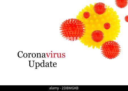 CORONAVIRUS UPDATE text on white background. Covid-19 or Coronavirus Stock Photo