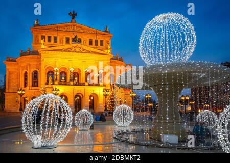 Frankfurt Alte Oper at Cristmastime, Germany Stock Photo