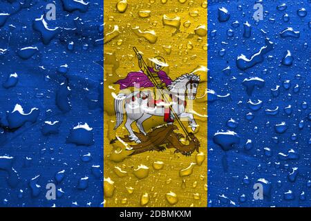 flag of Kiev Oblast with rain drops Stock Photo