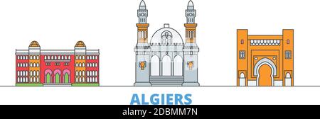 Algiers line cityscape, flat vector. Travel city landmark, oultine illustration, line world icons Stock Vector