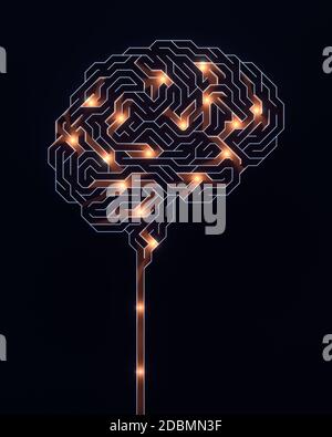 Brain shaped maze. Conceptual image of science and medicine. 3D illustration. Stock Photo