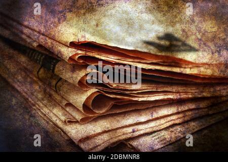 Pile of newspaper grunge concept Stock Photo