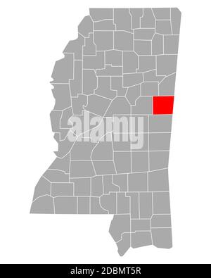 Map of Noxubee in Mississippi Stock Photo - Alamy