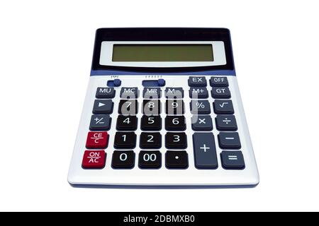 Calculator inclined isolated on white background Stock Photo