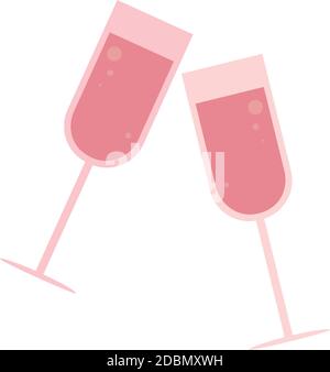 Isolated romantic cups pink love icon- Vector Stock Vector