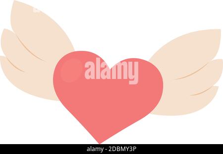 Isolated romantic hearth with wings pink love icon- Vector Stock Vector