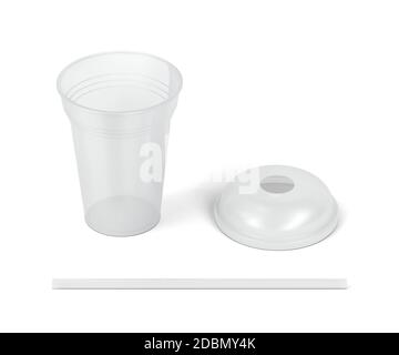 Empty Plastic Smoothie Cup Straw Stock Photo 273673277
