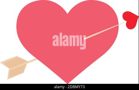 Isolated romantic heart with arrow pink love icon- Vector Stock Vector