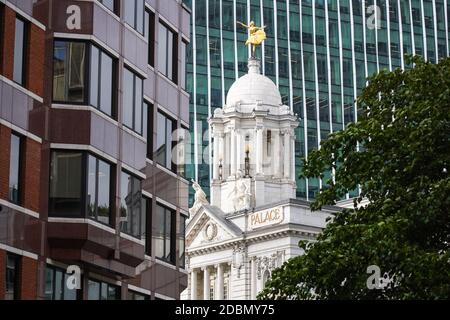 The Victoria Palace Theatre in Victoria Street with the Nova building in the background, London England United Kingdom UK Stock Photo