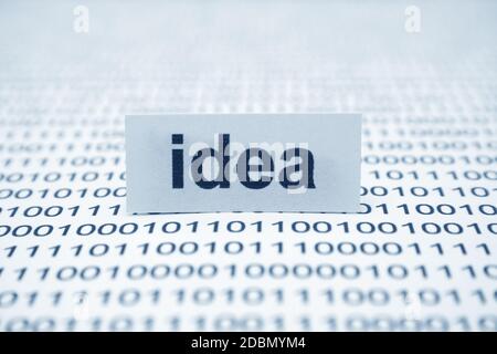 Idea text on binary data Stock Photo