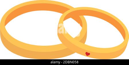 Isolated romantic rings golden love icon- Vector Stock Vector