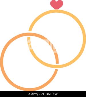 Isolated romantic rings golden love icon- Vector Stock Vector