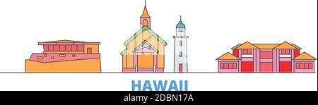 United States, Maui line cityscape, flat vector. Travel city landmark, oultine illustration, line world icons Stock Vector