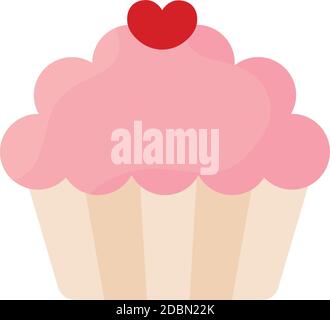 Isolated romantic cupcake red love icon- Vector Stock Vector