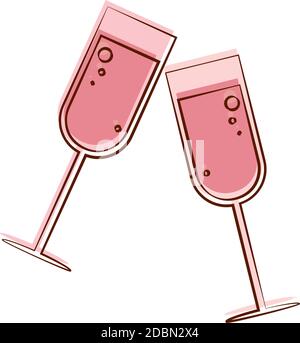 Isolated romantic cups pink love icon- Vector Stock Vector