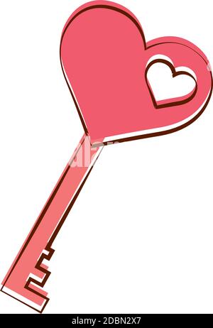 Isolated romantic key pink love icon- Vector Stock Vector