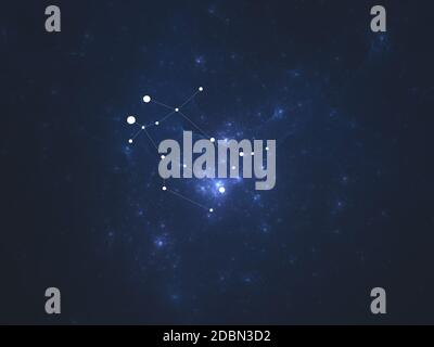 Gemini (with lines) constellation stars in outer space. Constellation on a starry blue sky background. Stock Photo