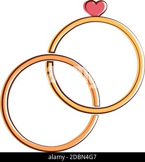 Isolated romantic rings golden love icon- Vector Stock Vector