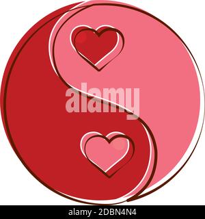 Isolated romantic heart yin yang pink love icon- Vector Stock Vector