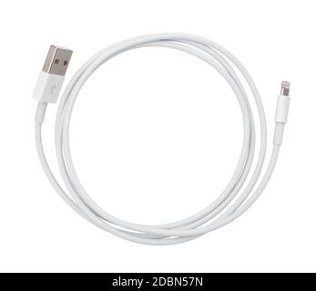 usb lightning cable path isolated on white Stock Photo