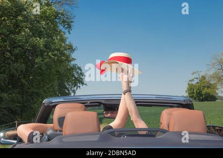 Happy senior couple in the car Stock Photo