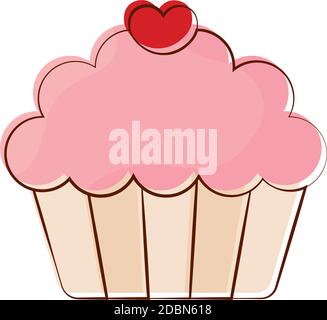 Isolated romantic cupcake red love icon- Vector Stock Vector
