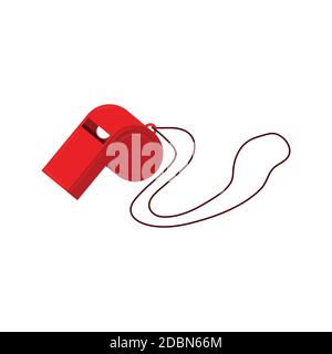 Whistle on a lanyard with ball icon isolated on white background. Stock Vector