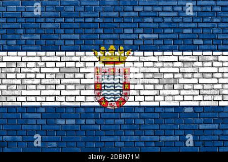 flag of Jerez painted on brick wall Stock Photo
