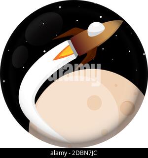 Isolated Space rocket fly in the moon logo icon - Vector Stock Vector