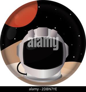 Isolated Astronaut helmet in Moon logo icon - Vector Stock Vector