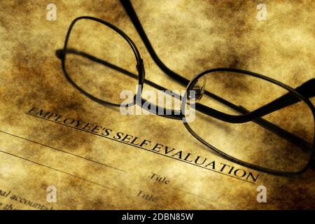 Employee self evaluation form grunge concept Stock Photo