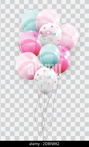 Balloons with Hearts isolated on transparent background Vector ...