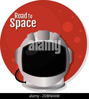 Isolated Astronaut helmet in Moon logo road to space icon - Vector Stock Vector