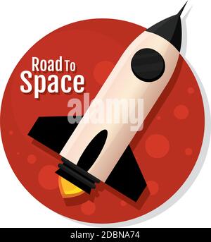 Isolated Space rocket Black red logo road to space icon - Vector Stock Vector
