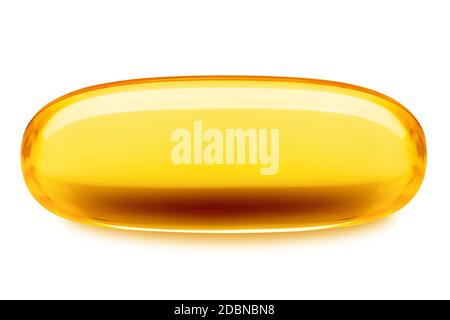 Fish oil pill, omega 3, isolated on white background, clipping path, full depth of field Stock Photo