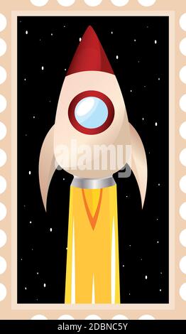 Isolated Space rocket take off red picture icon - Vector Stock Vector