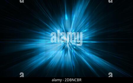 Blue Cyber abstract Star burst light explosion background Stock Photo