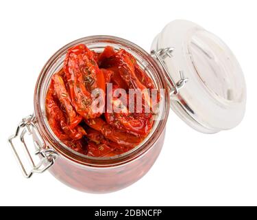sun dried tomatoes, isolated on white background, clipping path, full depth of field Stock Photo