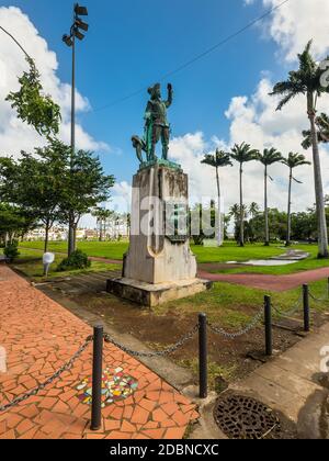 Fort-de-France, Martinique - December 19, 2016: Statue of Pierre Belain d'Esnambue, who established the first permanent French colony, Saint-Pierre, o Stock Photo