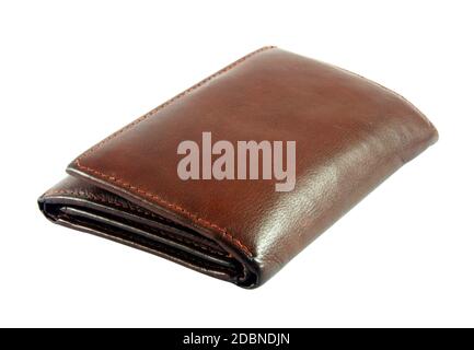 Brown leather wallet isolated over white Stock Photo