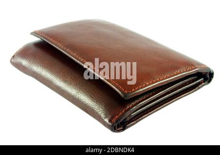Brown leather wallet isolated over white Stock Photo
