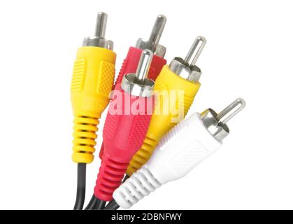 electronic tulip cables over white surface Stock Photo