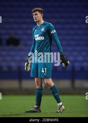 Newcastle United goalkeeper Dan Langley during the Papa John's Trophy match at the University of Bolton Stadium, Bolton. Stock Photo