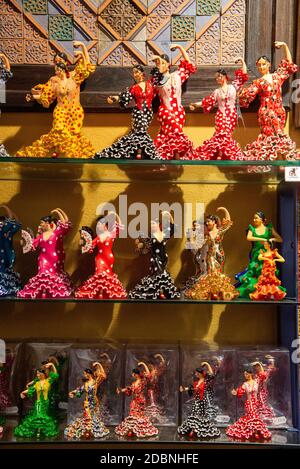 spanish dancers in souvenir shop in Cordoba, Spain Stock Photo