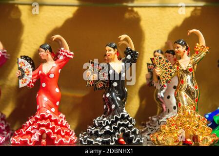 spanish dancers in souvenir shop in Cordoba, Spain Stock Photo