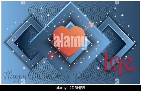 Arrow with heart and love message on abstract background Stock Photo