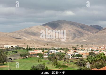 Golf course in caleta de Fuste on Fuertaventura , Canary Island, Spain Stock Photo